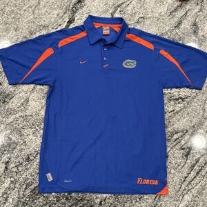 Nike University Of Florida Gators Polo Size M‎ Short Sleeve Royal Blue/Orange